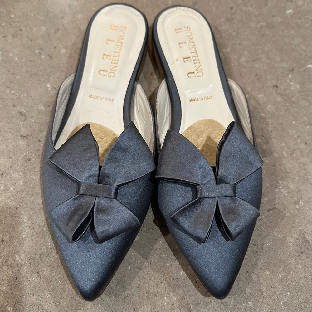 Something Bleu silk slides